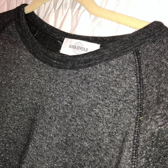 soulcycle charcoal gray marl knit crew neck sweatshirt top L - Picture 3 of 3